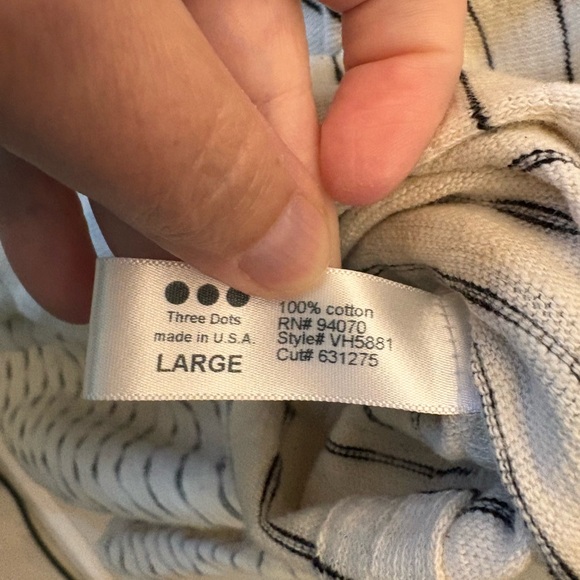 Three Dots Striped Cream and Black Maxi Dress 100% Cotton - Picture 6 of 7